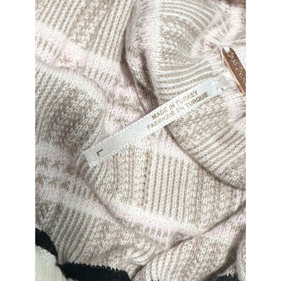 Free People Off Duty Striped Off the Shoulder Midi Sweater Dress Tan Pink Large - Picture 2 of 11